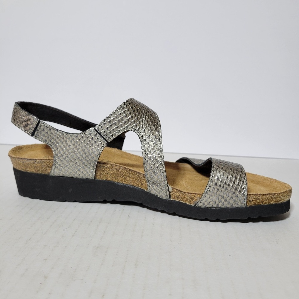 Naot Pamela Metallic Scale Snake Embossed Slingback Wedge Sandal Size 12 - Picture 5 of 9